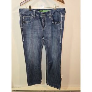 Rock Roll Denim Mens Pistol Straight Jeans 36X34 Blue Western Rodeo Cowboy NEW